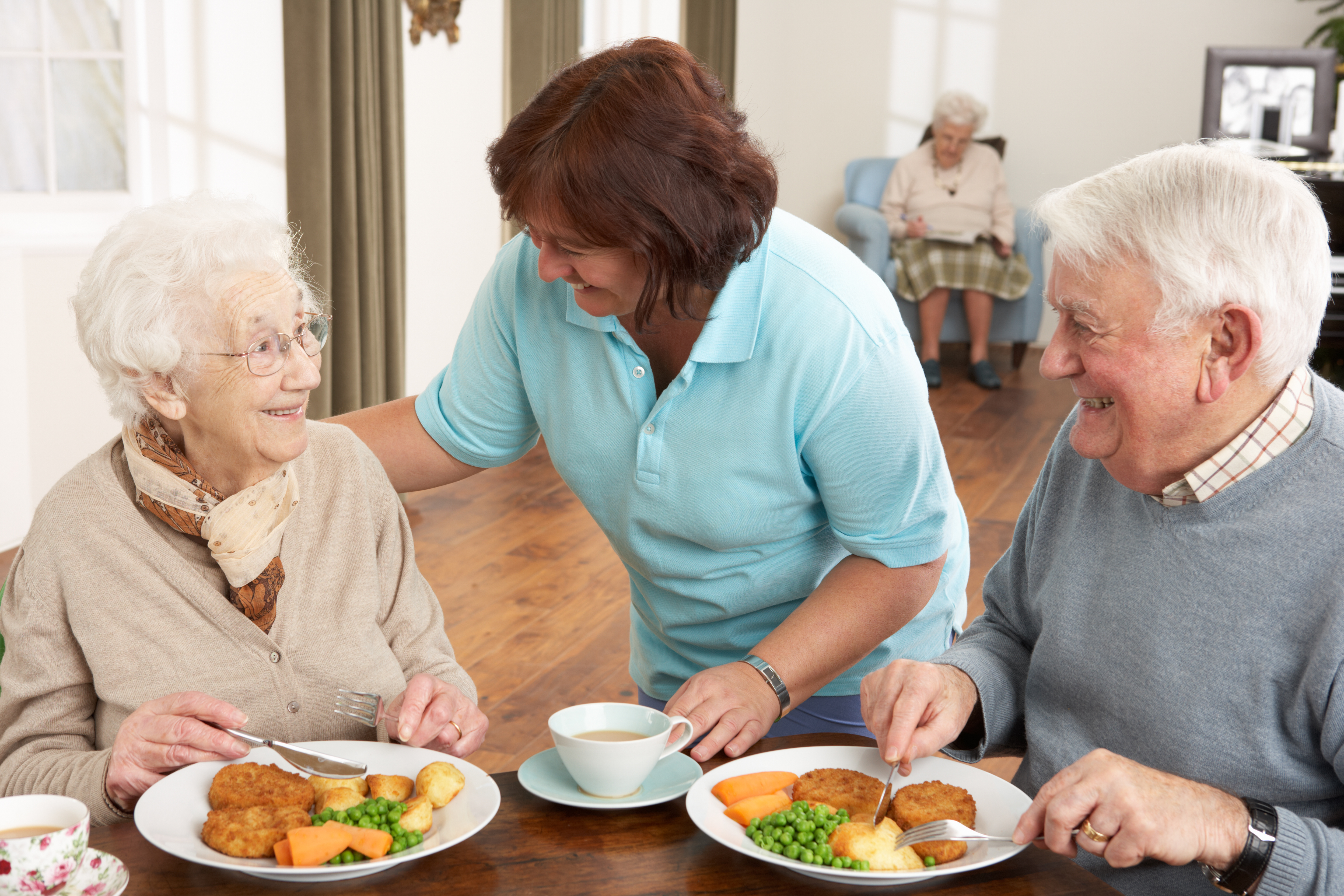 Lady Giving Food To The Elderly